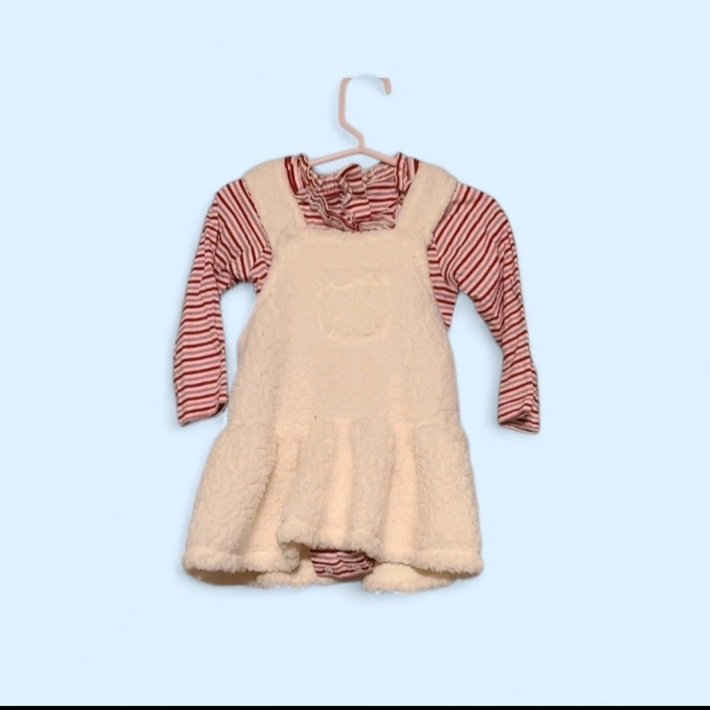 Cozy First Impressions Striped Red One Piece & Cream Fleece Dress NWT 12 Months